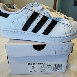 NWT kids size 2 Adidas shoes never worn, Superstar